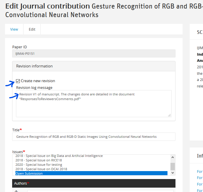 Check on new revision and introduce a log message